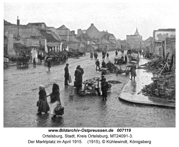 Ortelsburg, Der Marktplatz im April 1915