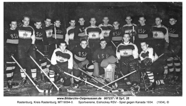 Rastenburg, Sportvereine, Eishockey RSV - Spiel gegen Kanada 1934