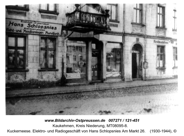 Kuckerneese. Elektro- und Radiogeschäft von Hans Schlopsnies Am Markt 26