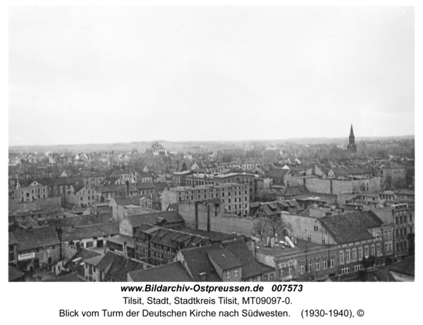Tilsit, Blick vom Turm der Deutschen Kirche nach Südwesten