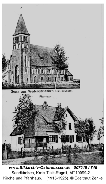 Sandkirchen, Kirche und Pfarrhaus