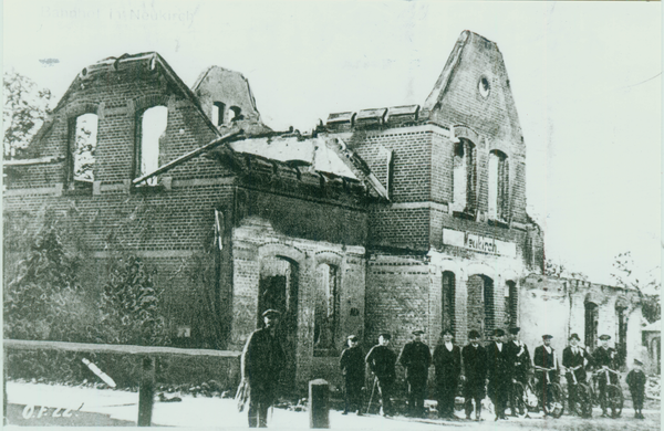 Neukirch, Bahnhofsruine im 1. Weltkrieg