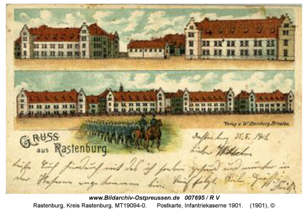 Rastenburg, Postkarte, Hindenburg-Kaserne, 1901