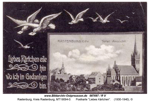 Rastenburg, Postkarte "Liebes Kärtchen"
