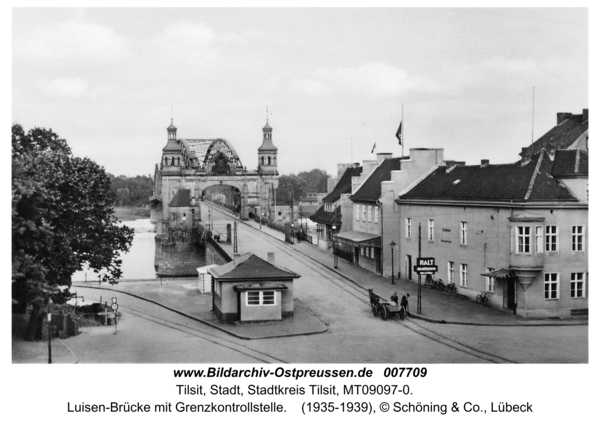 Tilsit, Luisen-Brücke mit Grenzkontrollstelle