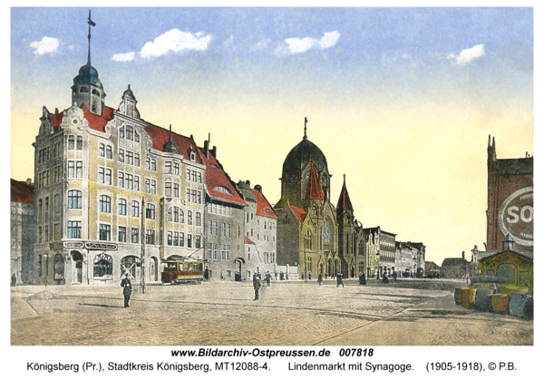 Königsberg, Lindenmarkt mit Synagoge