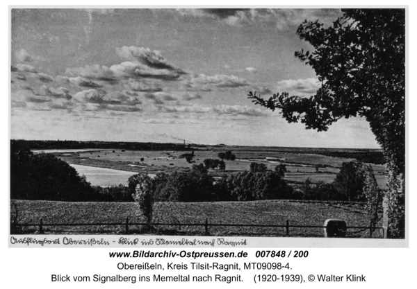 Obereißeln, Blick vom Signalberg ins Memeltal nach Ragnit