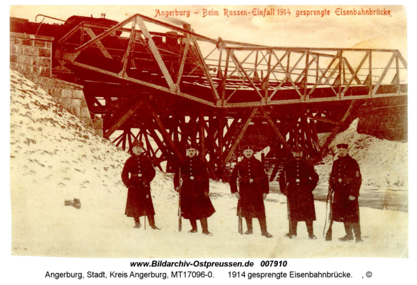 Angerburg 16, 1914 gesprengte Eisenbahnbrücke