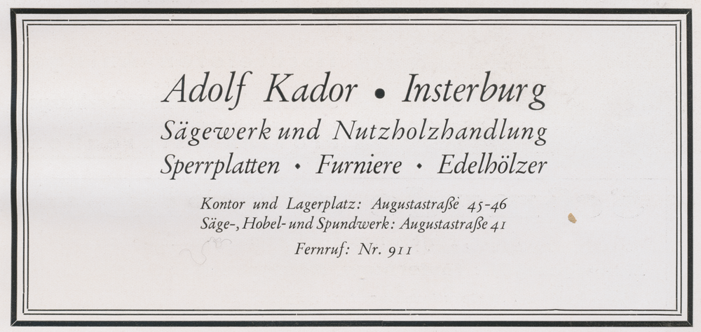 Insterburg, Sägewerk Adolf Kador