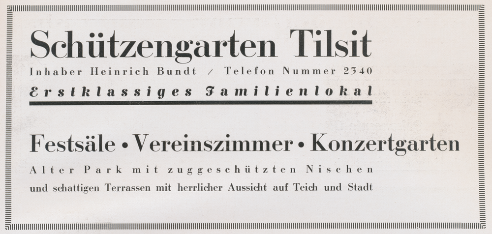 Tilsit, Stadt, Schützengarten Tilsit, Heinrich Bundt