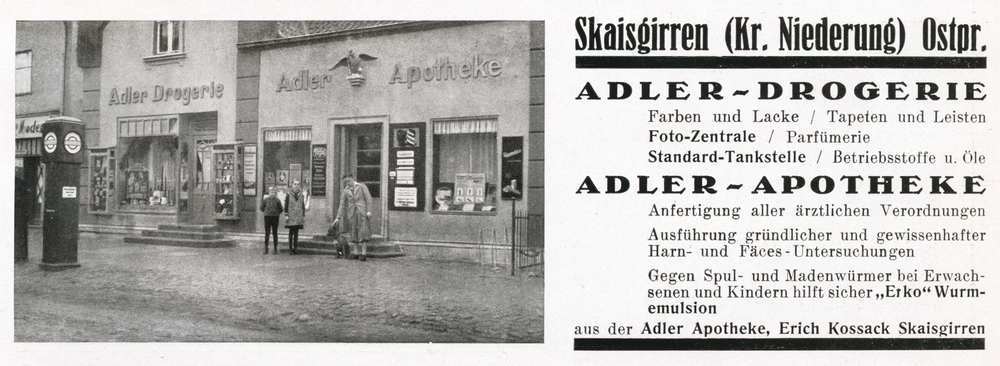 Groß Skaisgirren Kr. Elchniederung, Adlerapotheke Erich Kossak