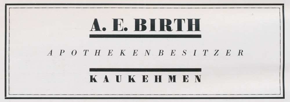 Kaukehmen, Apotheke A. E. Birth