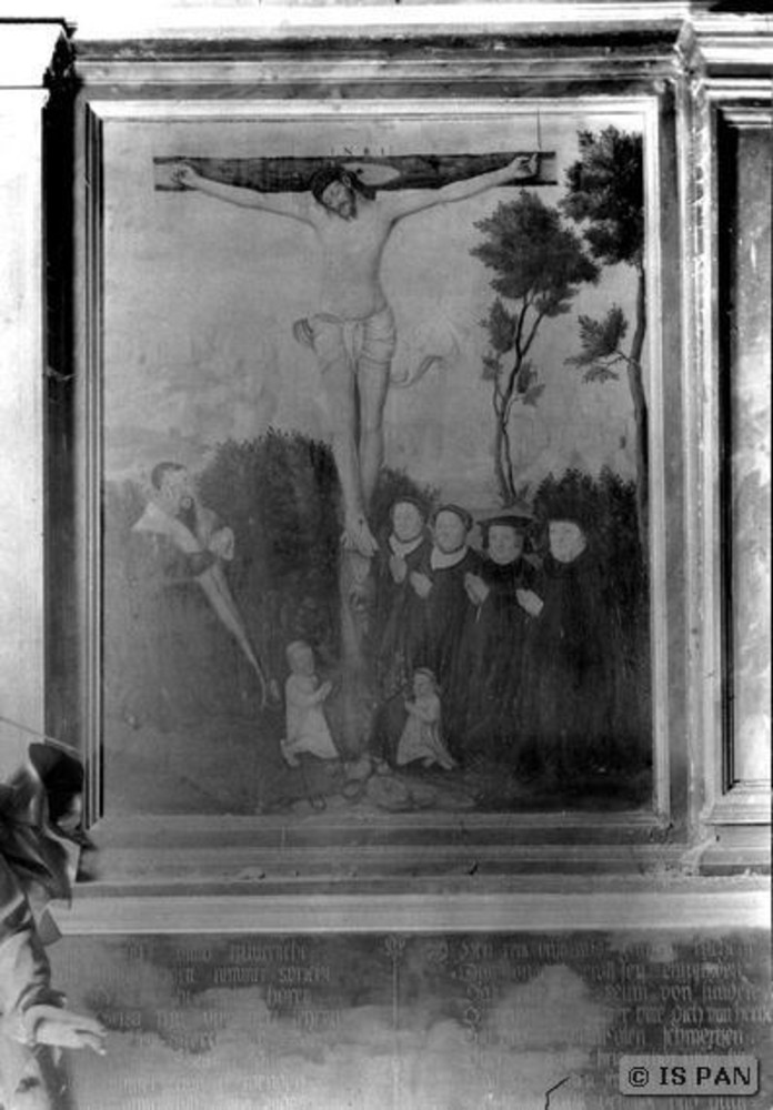 Friedland,Ev. Kirche - Kreuzigungsgemälde von Königwieser - Detail vom Epitaph des Christoph Werner