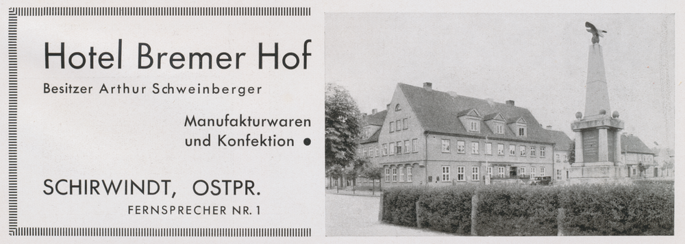 Schirwindt, Stadt, Hotel Bremer Hof, Arthur Schweinberger