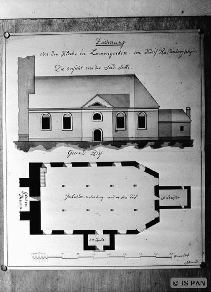 Lamgarben, Ev. Kirche - Grundriss und Seitenriss