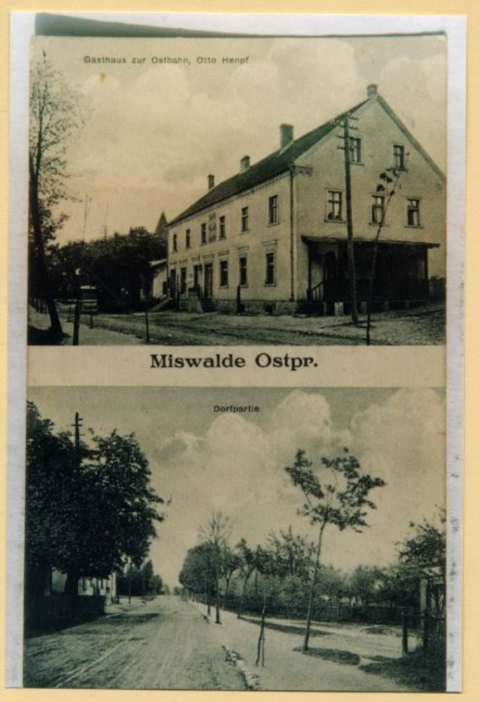 Miswalde, Gasthof zur Ostbahn, Inh. Otto Henpf, Dorfpartie
