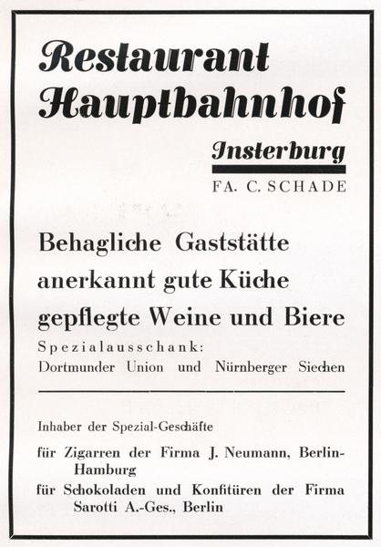 Insterburg, Restaurant Hauptbahnhof