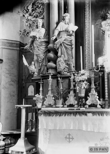 Frauenburg,  Stadtpfarrkirche St. Nikolaus - Hochaltar - Skulpturen der Evangelisten Johannes und Markus