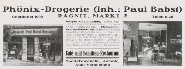 Ragnit, Phönix-Drogerie, Restaurant, Paul Babst