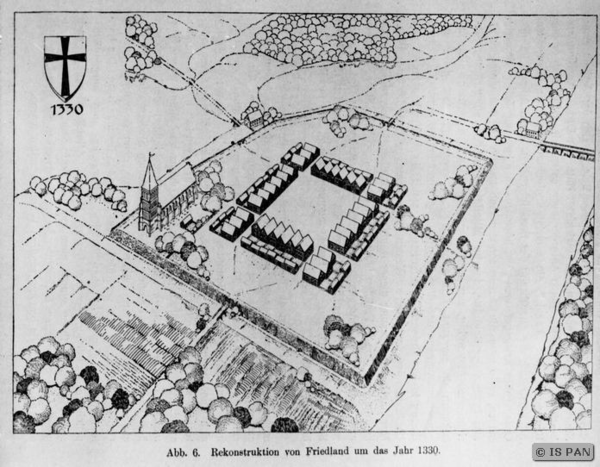 Friedland, Rekonstruktion von Friedland um das Jahr 1330 nach Witt