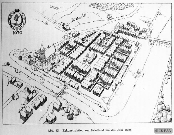 Friedland, Rekonstruktion von Friedland um das Jahr 1630 nach Witt