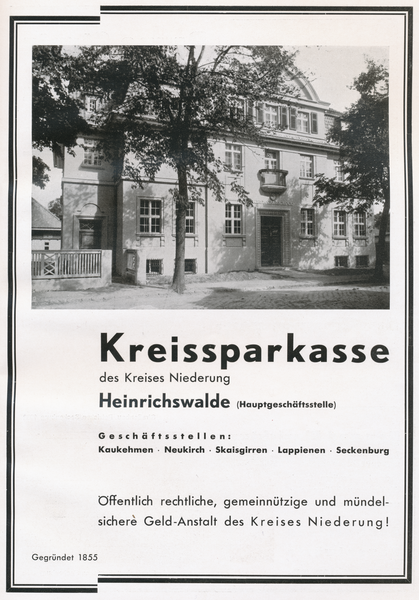 Heinrichswalde Kr. Elchniederung, Kreissparkasse