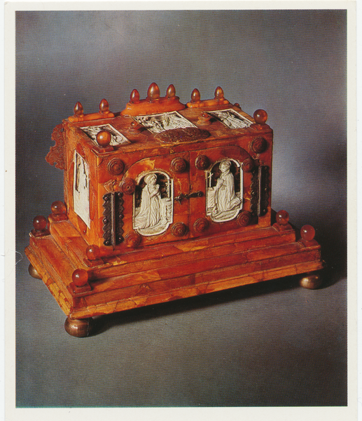 Memel, Stadt (Klaipėda), Bernstein - Hausaltar mit Elfenbeineinlagen von Friedrich Schmidt, 1678