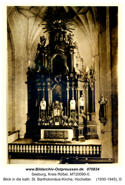 Seeburg, Blick in die kath. St. Bartholomäus-Kirche, Hochaltar