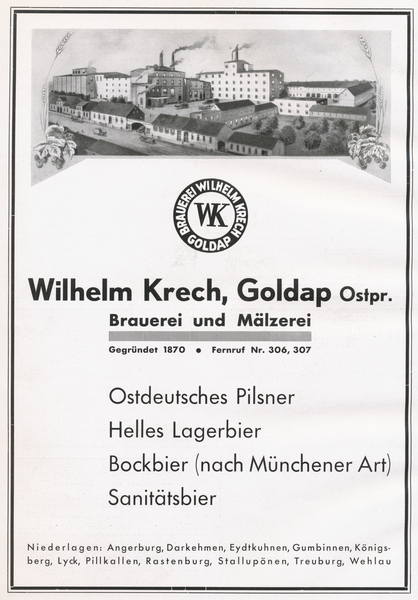 Goldap, Brauerei Wilhelm Krech