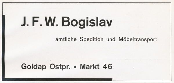 Goldap, Spedition und Möbeltransport JFW Bogislav