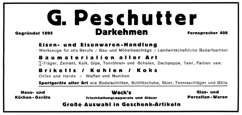 Darkehmen, Eisenwaren-Handlung, G. Peschutter