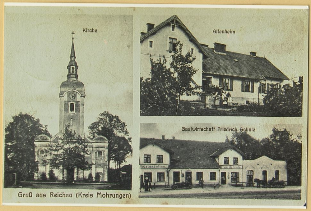 Reichau, Kirche, Altersheim, Gastwirtschaft Friedrich Schulz