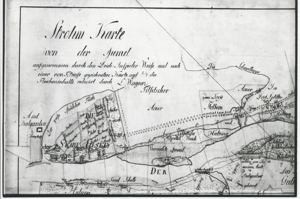 Tilsit, Strohmkarte von der Memel (Ausschnitt Bereich Tilsit)