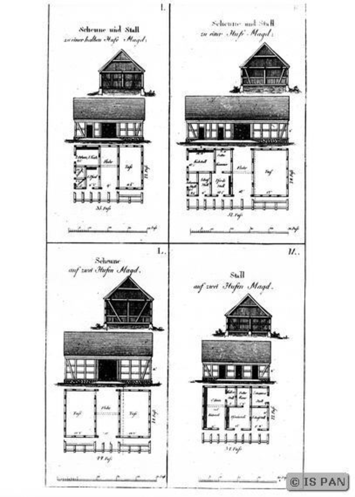 Louisenfelde, Entwürfe zu den Scheunen und Ställen in Louisenfelde (Zeichnungen)