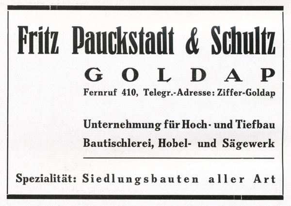 Goldap, Hoch-u. Tiefbaugeschäft Fritz Pauckstadt & Schulz