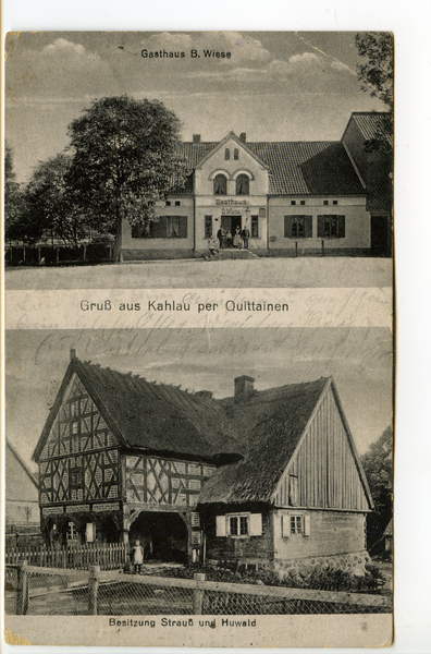 Kahlau, Gasthaus B. Wiese, Besitzung Strauß und Huwald