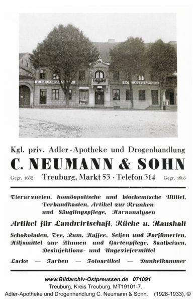 Treuburg, Adler-Apotheke und Drogenhandlung C. Neumann & Sohn