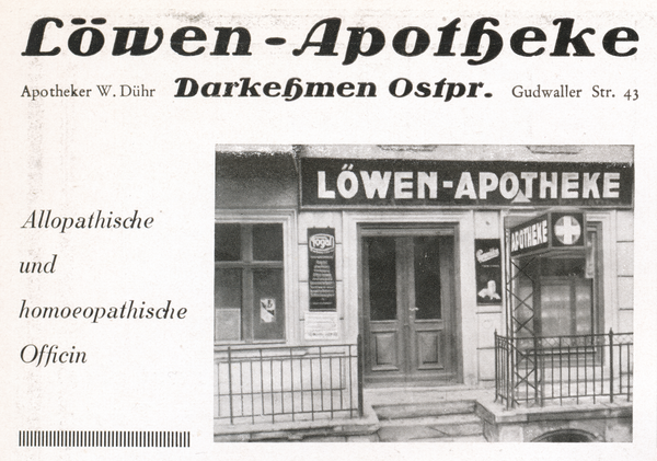 Darkehmen, Löwen-Apotheke, W. Dühr