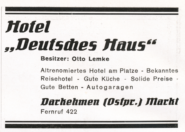 Darkehmen, Hotel Deutsches Haus, Otto Lemke