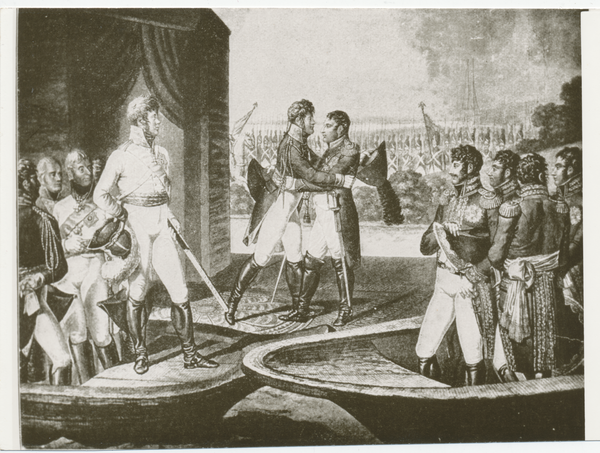 Tilsit, 23. Juni 1807, erste Begegnung Kaiser Alexanders mit Napoleon auf der Memel