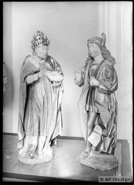 Kremitten,  Ev. Kirche - Figuren von der Altarverkrönung: Hl. Urban und Hl. Georg