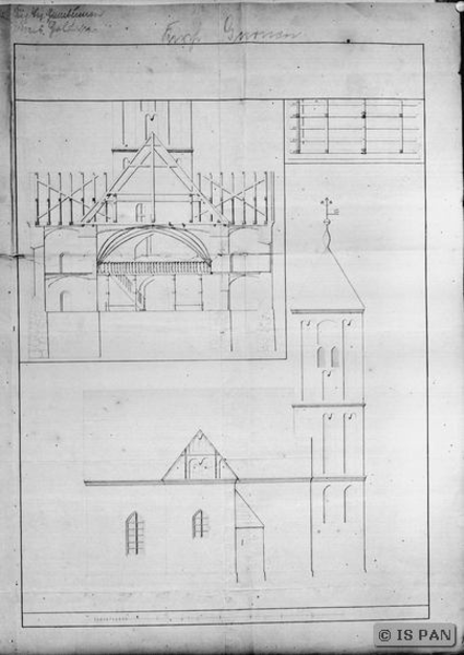 Gurnen, Durchschnitt und Seitenriss der Kirche