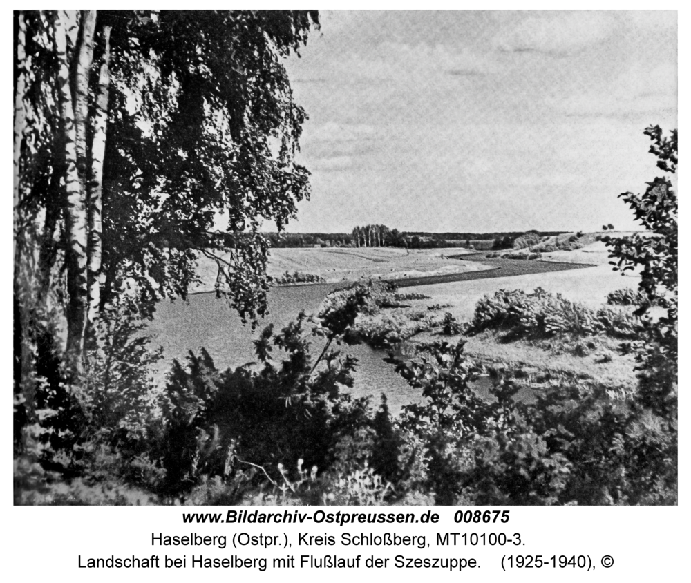 Haselberg, Landschaft bei Haselberg mit Flußlauf der Szeszuppe