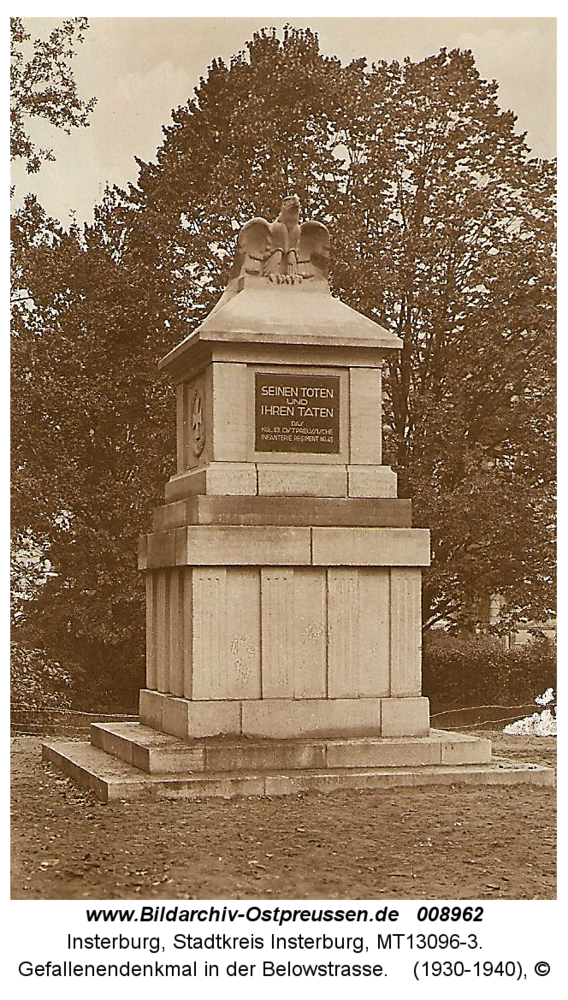 Insterburg, Gefallenendenkmal in der Belowstraße