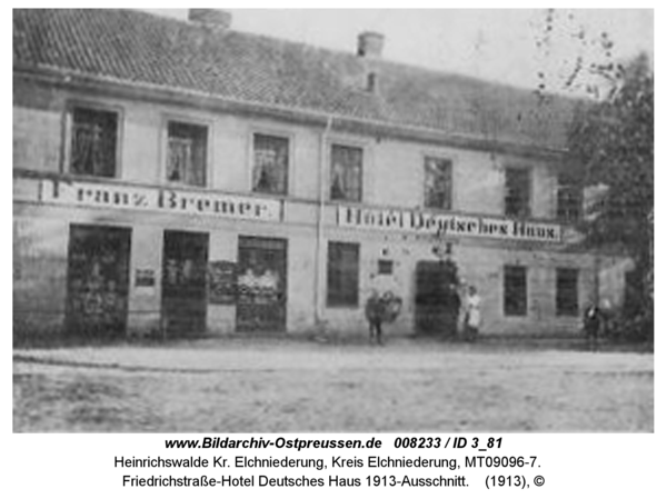 Heinrichswalde, Friedrichstraße, Hotel Deutsches Haus 1913-Ausschnitt