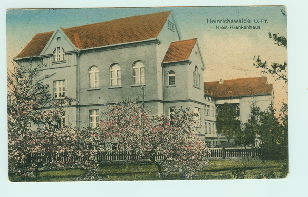 Heinrichswalde, Friedrichstraße, Kreiskrankenhaus 1928-Ausschnitt