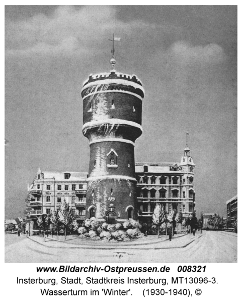 Insterburg, Wasserturm im 'Winter'