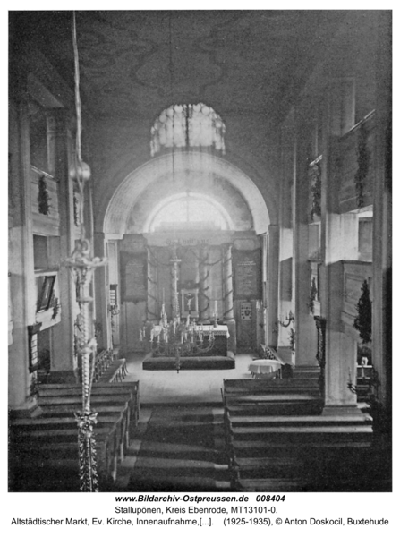 Stallupönen, Altstädtischer Markt, Ev. Kirche, Innenaufnahme, Blick zum Altar