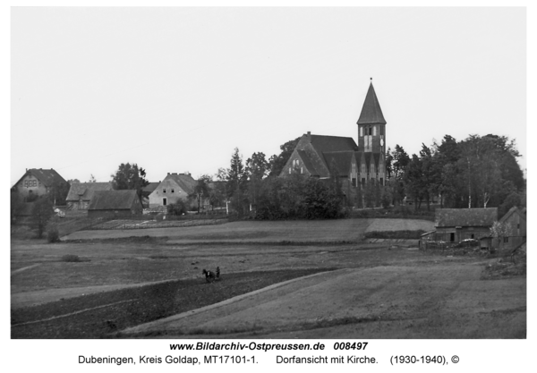 Dubeningen, Dorfansicht mit Kirche