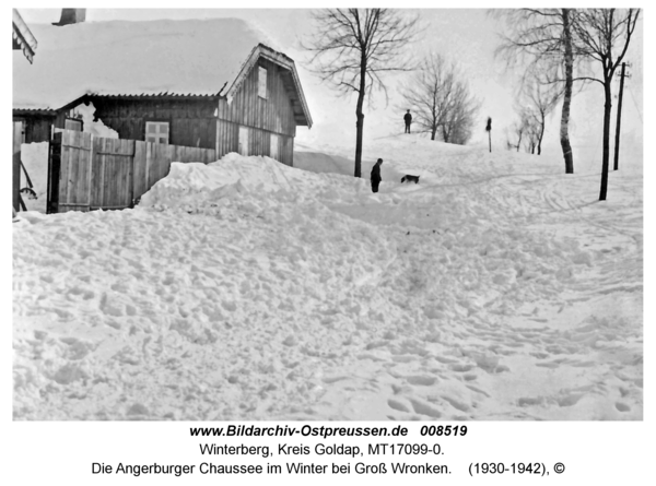 Winterberg, Die Angerburger Chaussee im Winter bei Groß Wronken